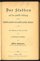 A. Gutzmann: Das Stottern und seine gründliche Beseitigung 1879