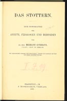 H. Gutzmann: Das Stottern, 1898