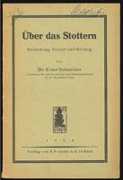 Schneider, E.: &Uuml;ber das Stottern, 1922