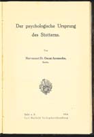 Aronsohn: Der psychologische Ursprung des Stotterns, 1914